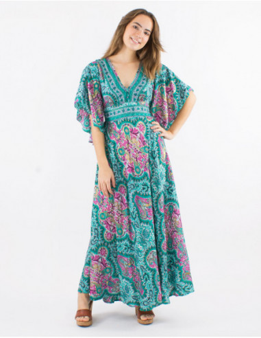 Paisley Pattern Square Backless Dress