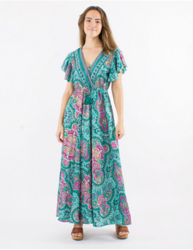 Long dress golden cashmere patterns