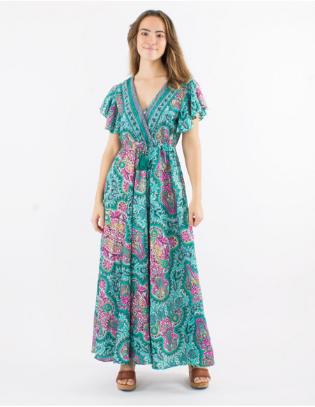 Long dress golden cashmere patterns