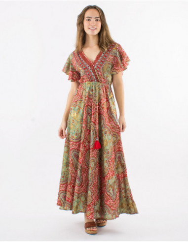 Long dress golden cashmere patterns