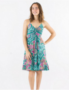 Robe courte d'été motif cachemire doré