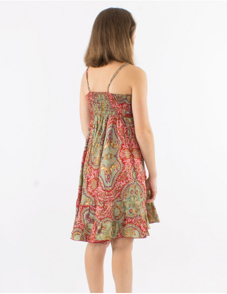 Robe courte d'été motif cachemire doré