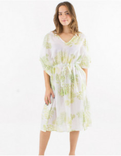 Robe de plage kaftan pastel dorée 2