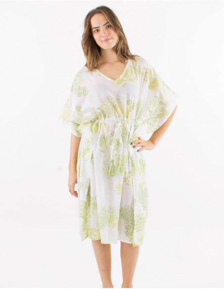 Robe de plage kaftan pastel dorée