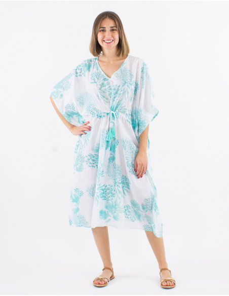 Robe de plage kaftan pastel dorée
