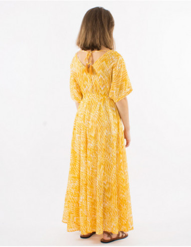Robe longue imprimé rayé asymétrique