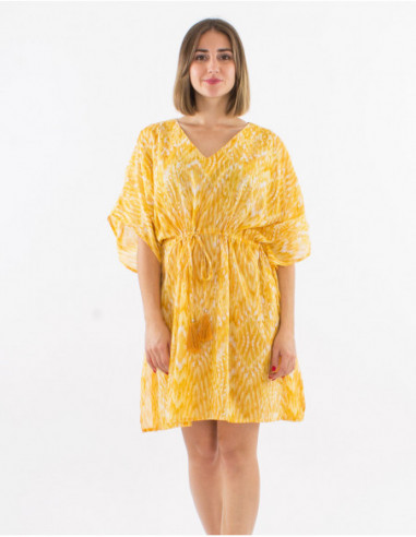 Robe kaftan imprimé losanges rayés
