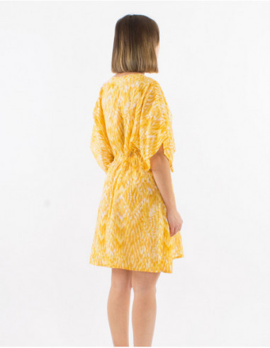 Robe kaftan imprimé losanges rayés