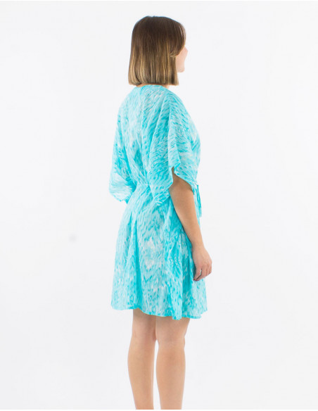 Asymmetrical diamond print kaftan dress