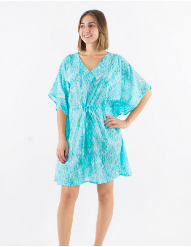 Robe kaftan imprimé losanges rayés