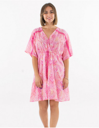 Robe courte originale motif pastel boho