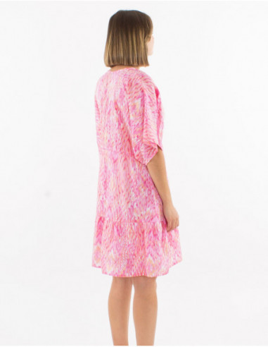 Robe courte originale motif pastel boho