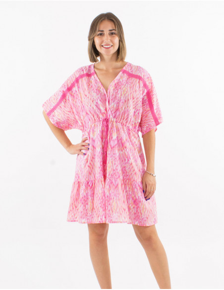 Robe courte originale motif pastel boho