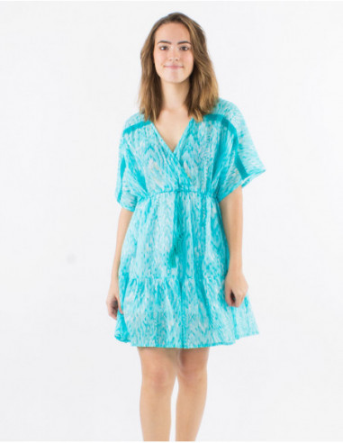 Short dress original pastel boho pattern