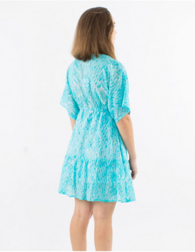 Short dress original pastel boho pattern