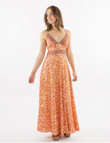 Robe longue romantique dos nu croisé