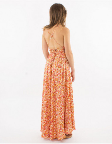 Robe longue romantique dos nu croisé