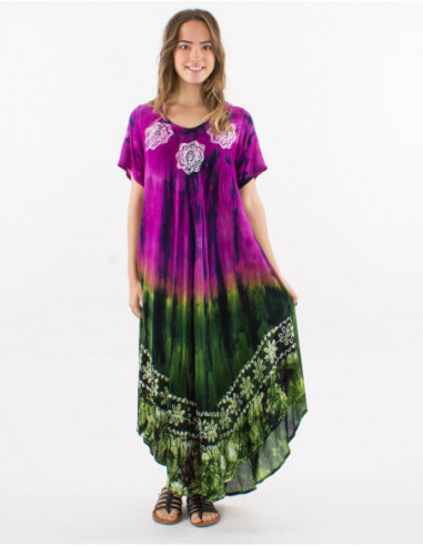 Robe longue d'été Tie and Dye bicolore