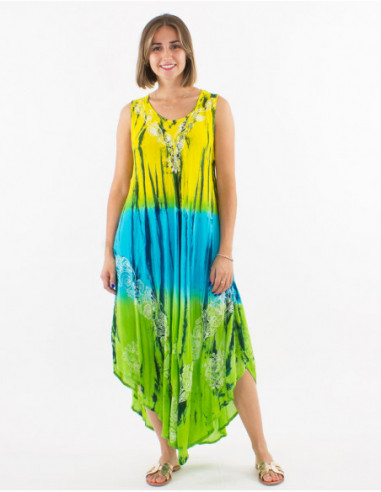 Robe asymétrique Tie and Dye brodée