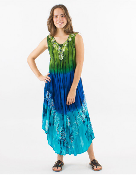 Robe asymétrique Tie and Dye brodée
