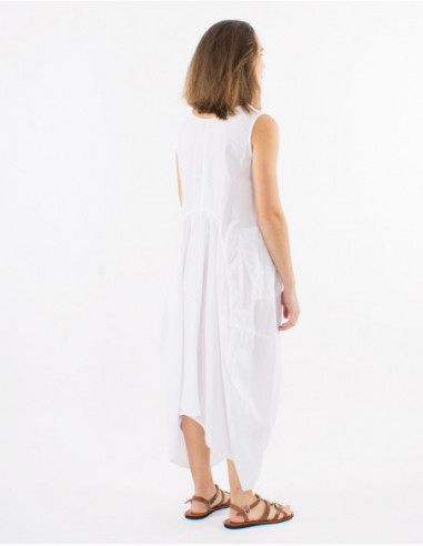 Robe ample asymétrique baba cool unie