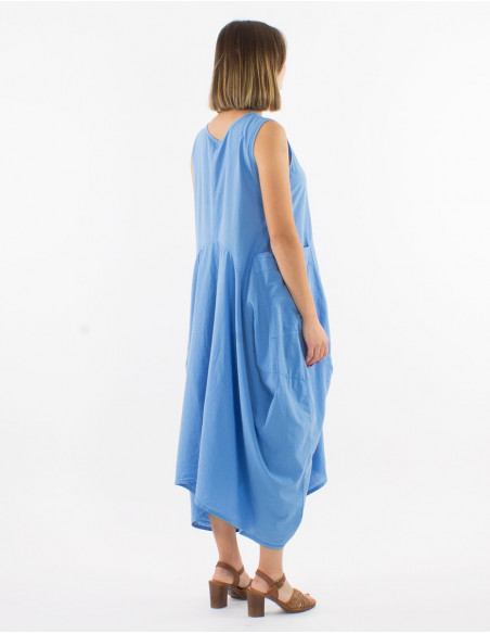 Robe ample asymétrique baba cool unie