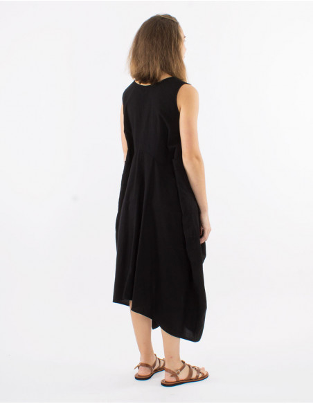 Robe ample asymétrique baba cool unie