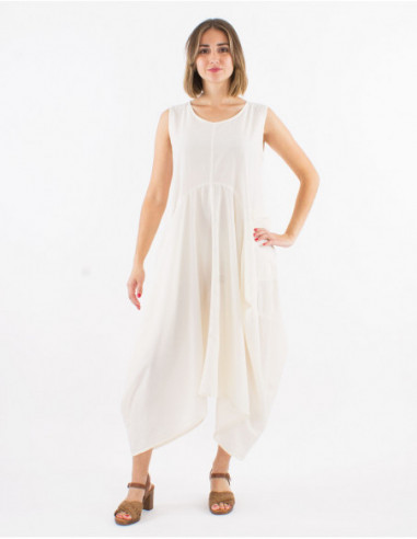 Robe ample asymétrique baba cool unie
