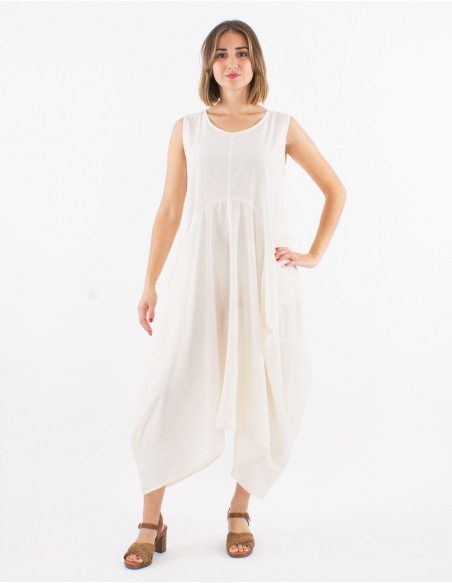 Robe ample asymétrique baba cool unie