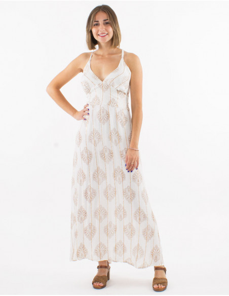 Robe longue dos nu fils cuivrés