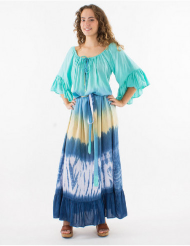 Summer hippie maxi dress with ruffles