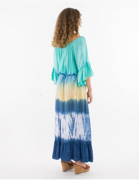 Robe longue maxi d'été bohème à volants