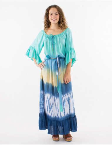 Summer hippie maxi dress with ruffles