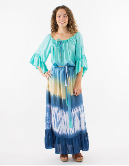 Robe longue maxi d'été bohème à volants