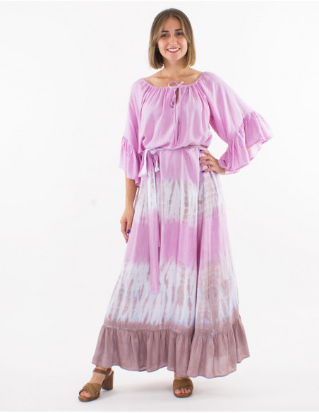 Summer hippie maxi dress with ruffles