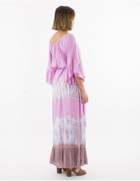 Summer hippie maxi dress with ruffles