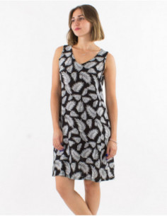 Lightweight leaf print short dress 2