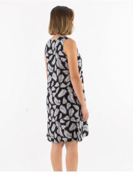 Lightweight leaf print short dress
