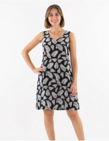 Robe courte légère à imprimé feuilles