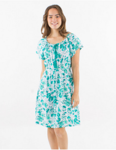 Floral bohemian short sleeve dress