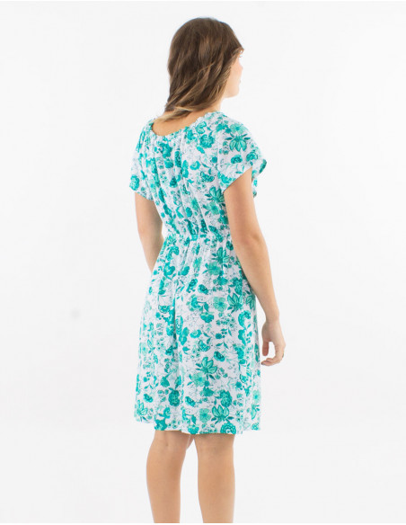 Robe manches courtes bohème fleurie