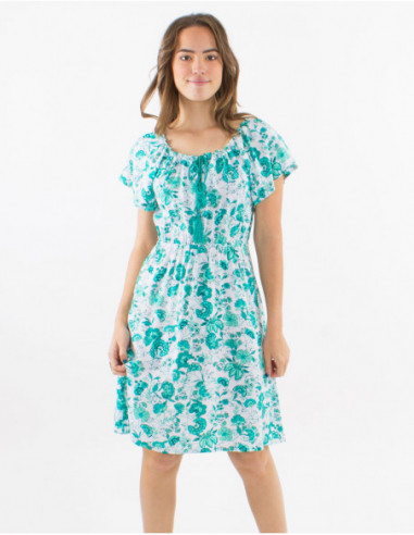 Robe manches courtes bohème fleurie