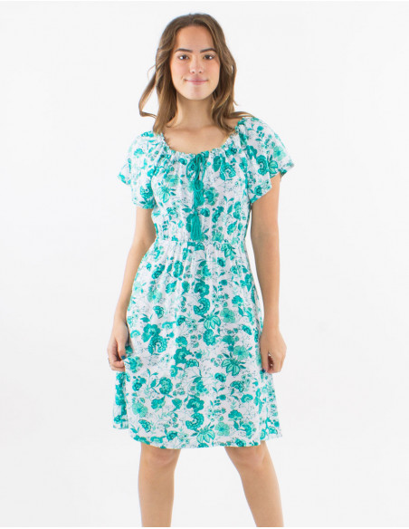 Floral bohemian short sleeve dress