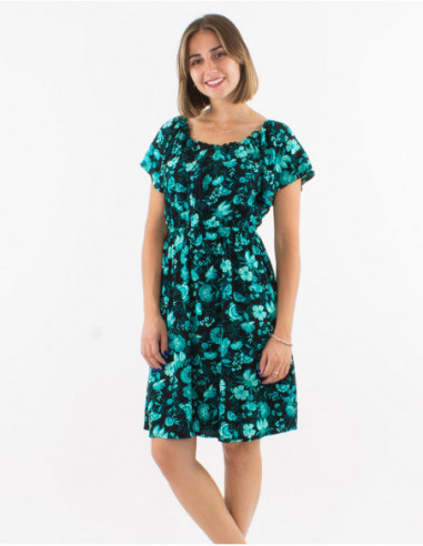 Floral bohemian short sleeve dress