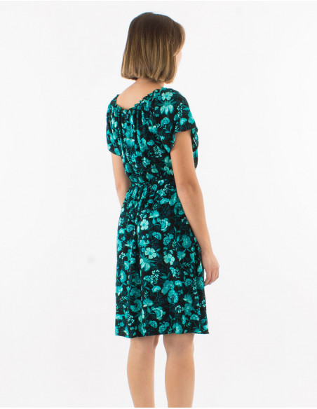 Robe manches courtes bohème fleurie