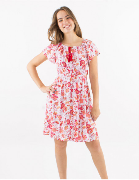 Floral bohemian short sleeve dress