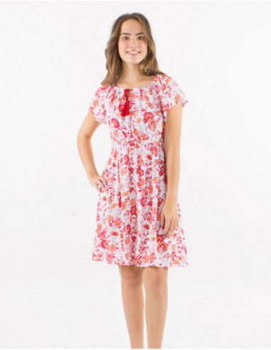 Floral bohemian short sleeve dress