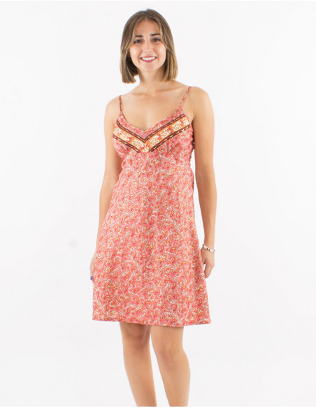 Robe d'été à bretelles cachemire doré