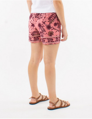 Short féminin motifs feuillages dorés