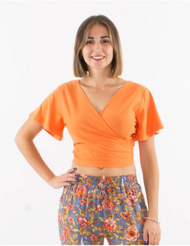 Crop top cache cœur en coton basique